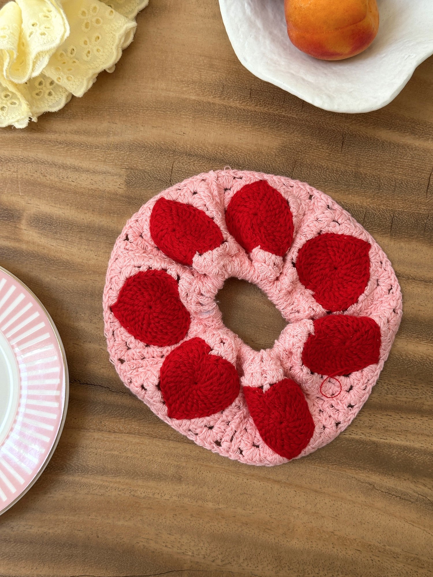 Chouchou CROCHET Rose