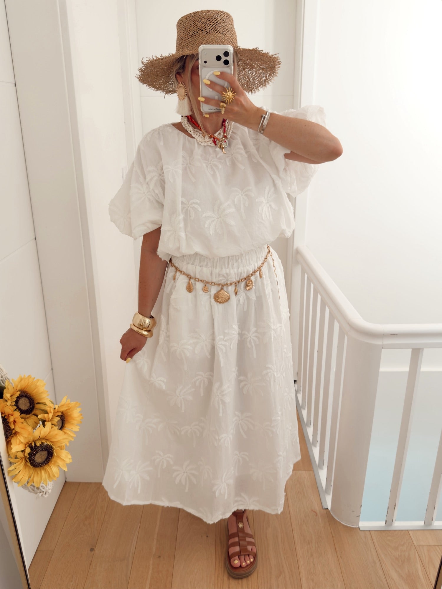 Top PALMIER Blanc